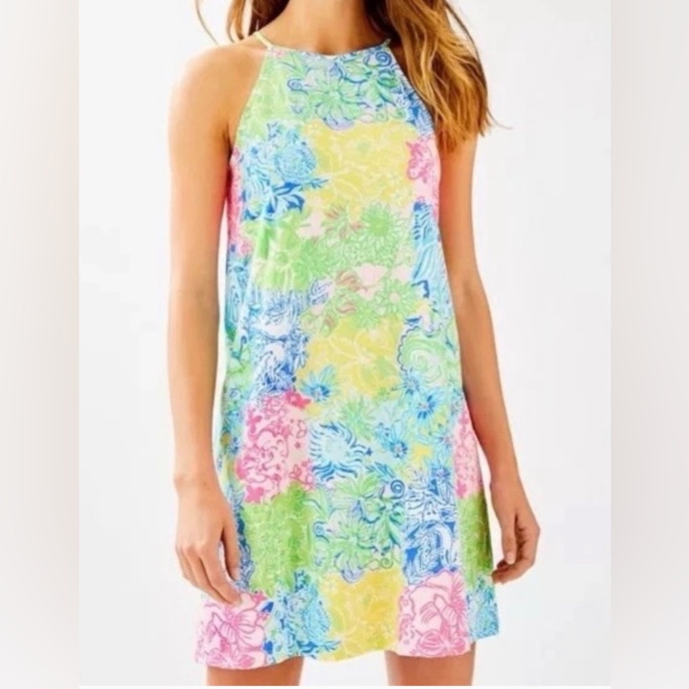 Lilly Pulitzer Margot Cheek to Cheek Pink, Green & Blue Sleeveless Dress - XL